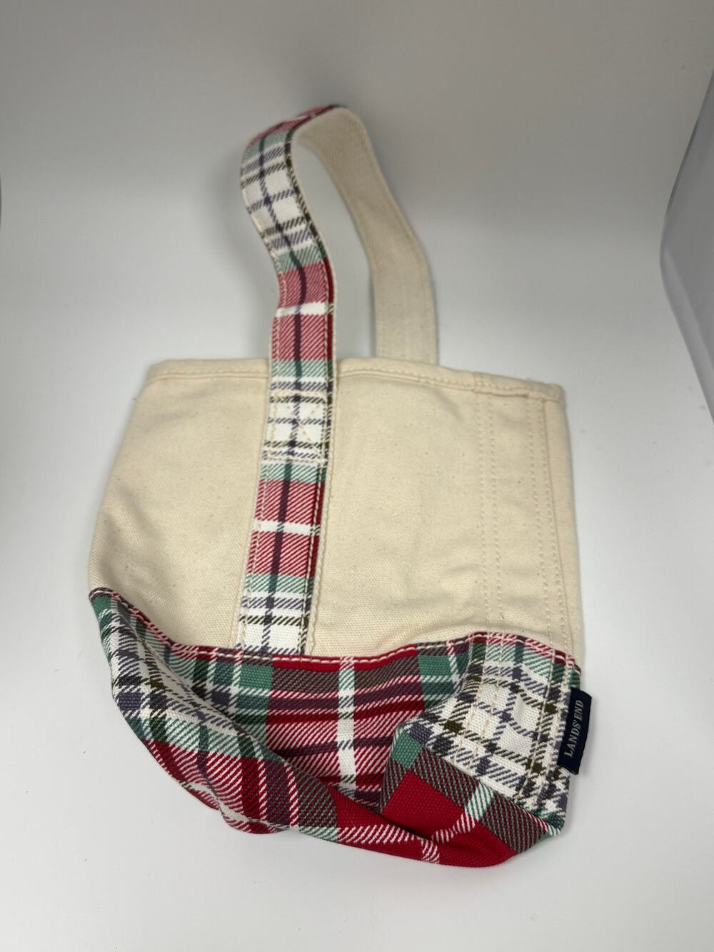 Lands End Wine Tote Lot of 3 Cherry Plaid Canvas Christmas 2 NWT Double Single